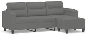 Sofa 3-os. z podnÃ³Å¼kiem, ciemnoszara, 180 cm, obita mikrofibrÄ
