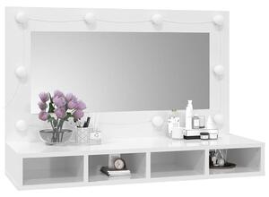 Toaletka z oświetleniem LED na biurko biały połysk - Arvola 3X