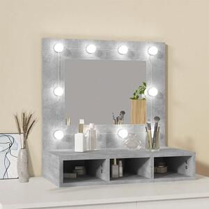 Toaletka na biurko z lustrem i oświetleniem beton - Arvola 4X