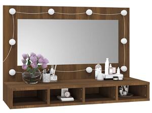 Toaletka z lustrem i półkami na biurko brązowy dąb - Arvola 3X