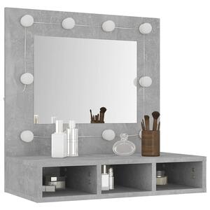 Toaletka na biurko z lustrem i oświetleniem beton - Arvola 4X