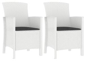 Krzesła ogrodowe z poduszkami, 2 szt., polirattan, białe