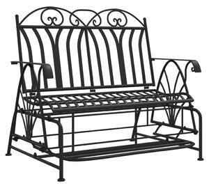 2-osobowa, bujana ławka ogrodowa, 114 cm, czarna, stalowa
