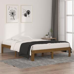 Rama łóżka, lite drewno, brązowa, 135x190 cm, 4FT6, podwójna