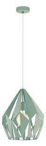 Lampa wisząca z pastelowo zielonym geometrycznym kloszem