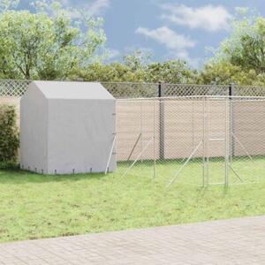 Kojec dla psa, z dachem, srebrny, 6x6x2,5 m, stal galwanizowana