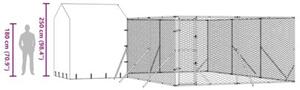 Kojec dla psa, z dachem, srebrny, 6x6x2,5 m, stal galwanizowana