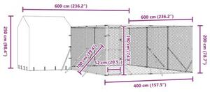 Kojec dla psa, z dachem, srebrny, 6x6x2,5 m, stal galwanizowana