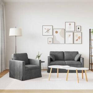 Modularna sofa aksamitna w ciemnoszarym kolorze z czarnymi akcentami