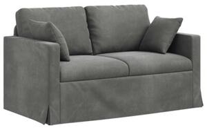 Modularna sofa aksamitna w ciemnoszarym kolorze z czarnymi akcentami