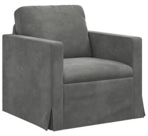 Modularna sofa aksamitna w ciemnoszarym kolorze z czarnymi akcentami