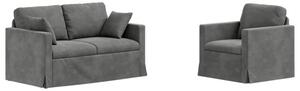 Modularna sofa aksamitna w ciemnoszarym kolorze z czarnymi akcentami