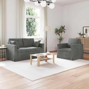 Modularna sofa aksamitna w ciemnoszarym kolorze z czarnymi akcentami