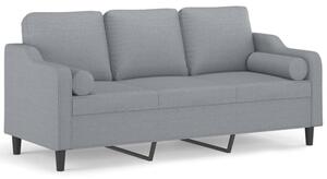 Sofa 3-osobowa z poduszkami, jasnoszara, 180 cm, tkanina