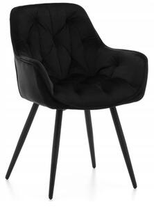 Fotel tapicerowany krzesło welurowe do kuchni czarne