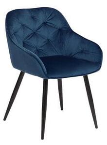 Fotel tapicerowany krzesło welurowe do kuchni niebieskie