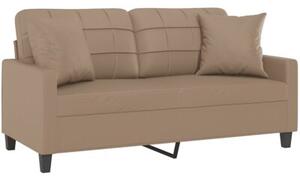 Sofa 2-osobowa z poduszkami, cappuccino, 140 cm, sztuczna skÃ³ra