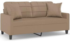 Sofa 2-osobowa z poduszkami, cappuccino, 140 cm, sztuczna skÃ³ra