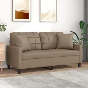 Sofa 2-osobowa z poduszkami, cappuccino, 140 cm, sztuczna skÃ³ra