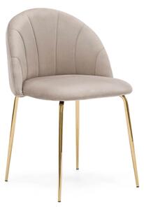 EMWOmeble Krzesło tapicerowane THDC015-1 beżowy #7 welur/złote nogi