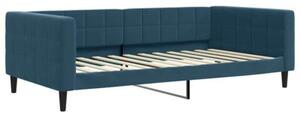 Sofa rozsuwana z szufladami, niebieska, 100x200 cm, aksamit