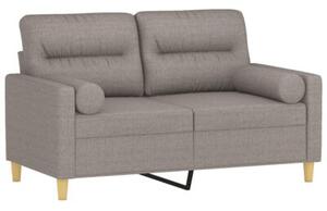 Sofa 2-osobowa z poduszkami, taupe, 120 cm, tkanina