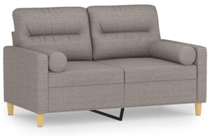 Sofa 2-osobowa z poduszkami, taupe, 120 cm, tkanina