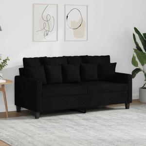 Sofa 2-osobowa, czarna, 140 cm, tapicerowana tkaninÄ