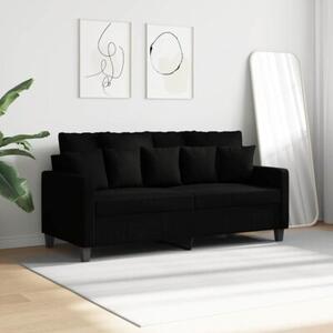 Sofa 2-osobowa, czarna, 140 cm, tapicerowana tkaninÄ
