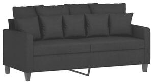 Sofa 2-osobowa, czarna, 140 cm, tapicerowana tkaninÄ