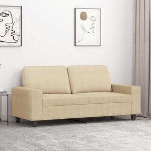 Sofa, 2-osobowa kremowa, 140 cm, tapicerowana tkaninÄ