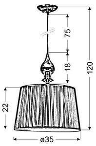 Srebrna lampa wisząca z dekoracyjnym abażurem W2-S40
