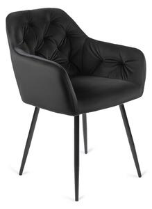 Czarne pikowane krzesło z podłokietnikami - Damo