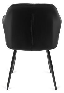 Czarne pikowane krzesło z podłokietnikami - Damo
