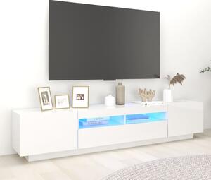 Szafka TV z oświetleniem LED, biel z połyskiem, 200x35x40 cm