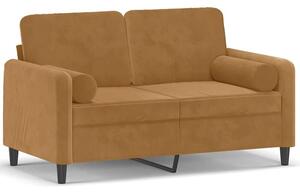 Sofa 2-osobowa z poduszkami, brÄ zowa, 120 cm, aksamit