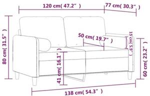 Sofa 2-osobowa z poduszkami, brÄ zowa, 120 cm, aksamit
