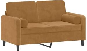 Sofa 2-osobowa z poduszkami, brÄ zowa, 120 cm, aksamit