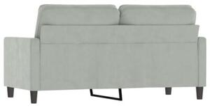 Sofa 2-osobowa, jasnoszara, 140 cm, tapicerowana aksamitem