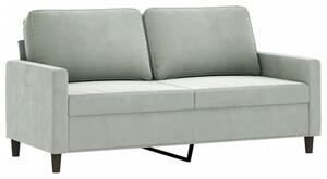 Sofa 2-osobowa, jasnoszara, 140 cm, tapicerowana aksamitem