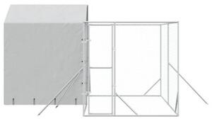 Kojec dla psa, z dachem, srebrny, 4x4x2,5 m, stal galwanizowana