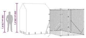 Kojec dla psa, z dachem, srebrny, 4x4x2,5 m, stal galwanizowana