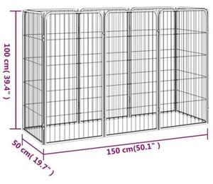 Kojec dla psa, 8 paneli, czarny, 50x100 cm, stal