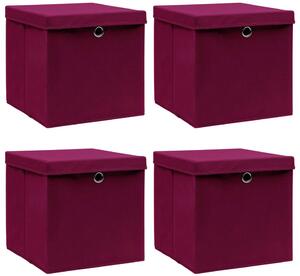 Ciemnoczerwony komplet pudełek do przechowywania 4 szt - Dazo 4X