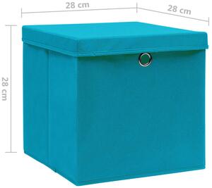 Błękitne składane pudełka do regału 4 sztuki - Dazo 3X