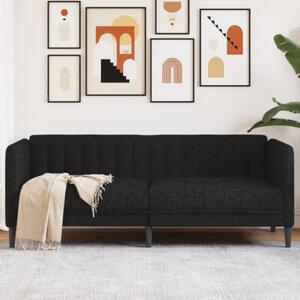 Sofa 2-osobowa, czarna, tapicerowana tkaninÄ