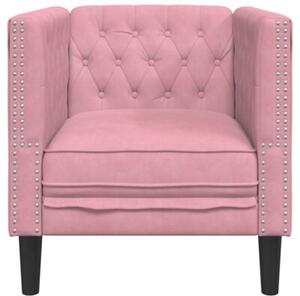 Fotel chesterfield, rÃ³Å¼owy, tapicerowany aksamitem
