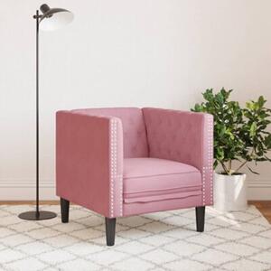 Fotel chesterfield, rÃ³Å¼owy, tapicerowany aksamitem