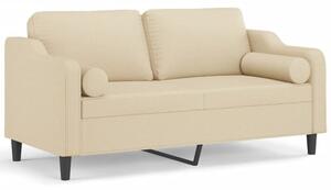 Sofa 2-osobowa z poduszkami, kremowa, 140 cm, tkanina