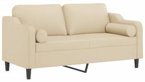 Sofa 2-osobowa z poduszkami, kremowa, 140 cm, tkanina